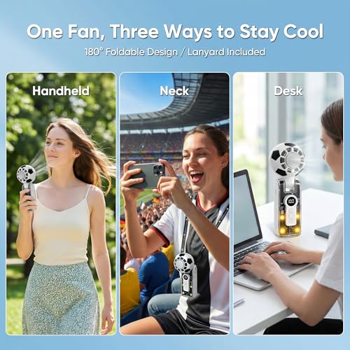 3-in-1 Portable Mini Fan with Cooling, LED Light & 5 Speeds
