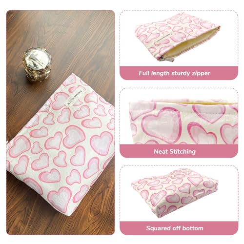 Yovell Large Aesthetic Makeup Bag Floral Canvas Cosmetic Organizer