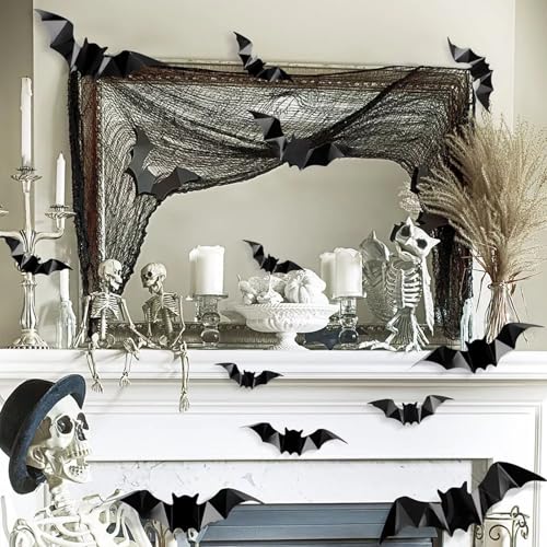 120 Pcs 3D Halloween Bat Wall Stickers for Indoor Outdoor Decor
