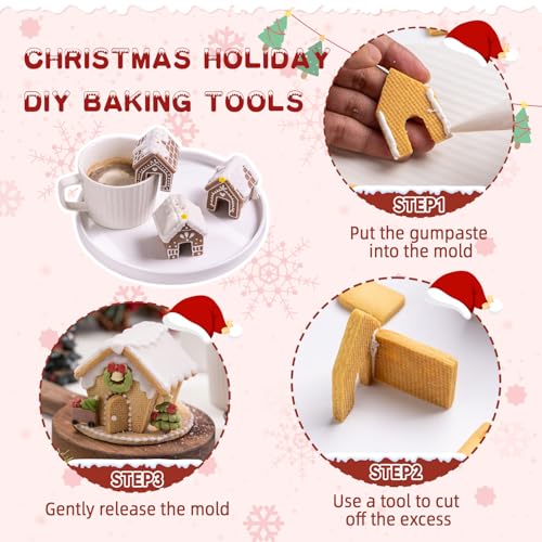 10 Pcs Gingerbread House Cookie Cutters Set of 3 for Holiday Baking and Crafts