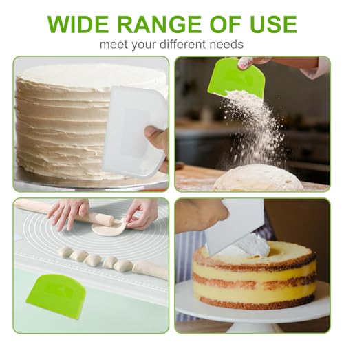 Dough Scraper Set - Flexible Plastic Bowl & Pizza Cutter Tools