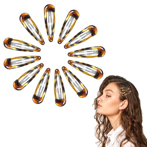 Nogeqi 12-Piece Metal Tortoise Shell Snap Hair Clips and Barrettes