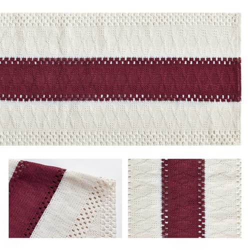Red Farmhouse Rustic Christmas Table Runner 12x90 Inch - Polyester Cotton