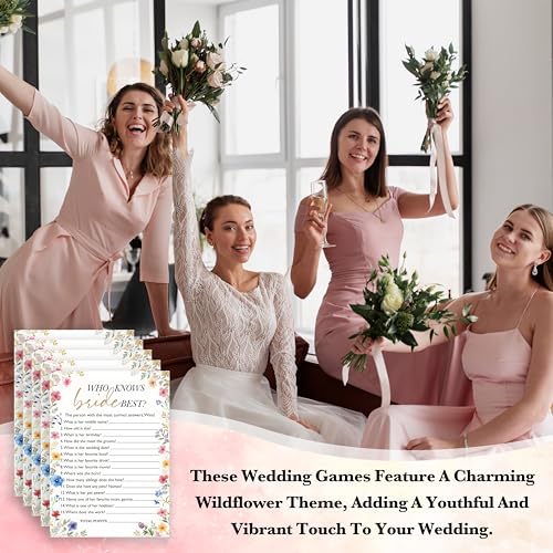 Wildflower Wedding Game Cards - Who Knows Bride Best? (25 Pack)