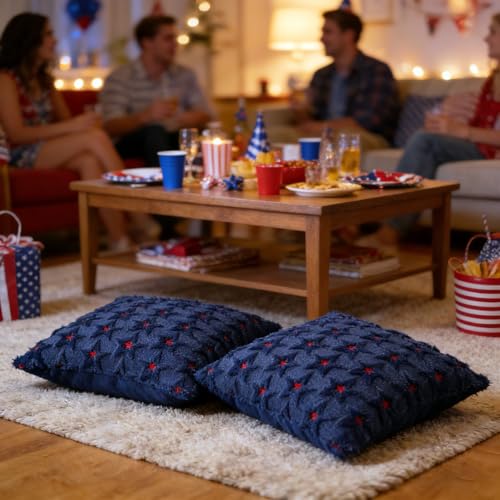 4th of July Pillow Covers Set of 2 - Color 7, 18x18 Inch Star Design