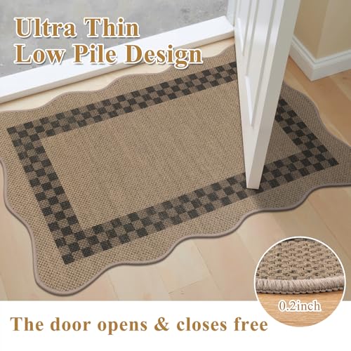U'Artlines 2'x3' Checkered Indoor Door Mat, Washable Non-Slip Entryway Rug
