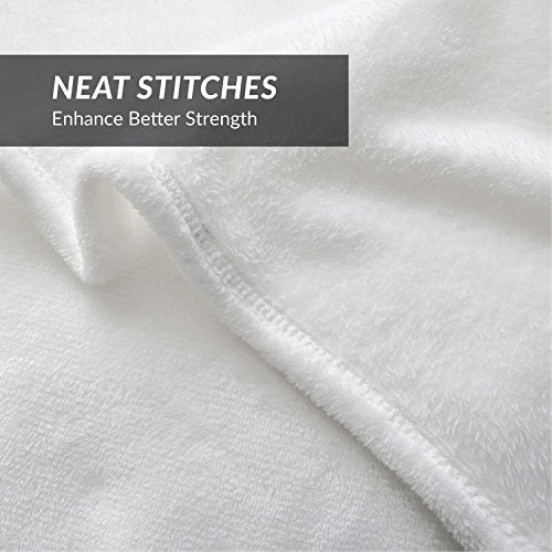 Bedsure GentleSoft Fleece Blanket Queen Size - Soft White 90x90