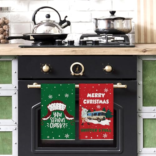 Funny Christmas Kitchen Towels - Super Absorbent Dish Towels for Holiday Decor