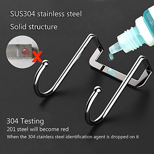 Poeland 304 Stainless Steel Over Cabinet Double Hooks - 4 Pack