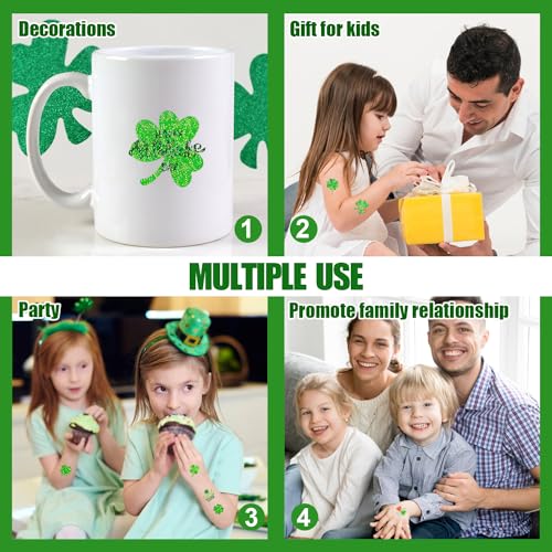 Glitter Shamrock Temporary Tattoos - 204 PCS St. Patrick's Day Party Favors