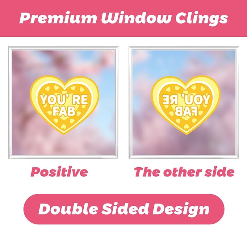 9 Sheets Jumbo Heart Window Clings - Reusable Valentine's Day Decor