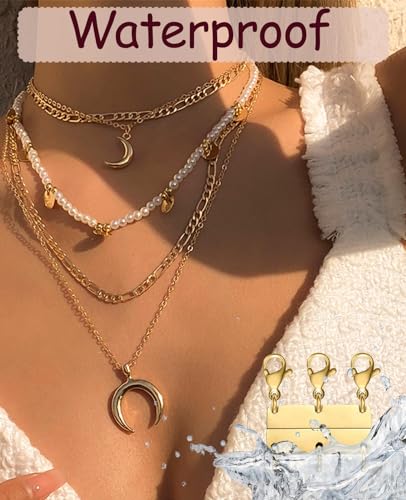 Gold & Silver Necklace Layering Clasps for Women - 2 Pack
