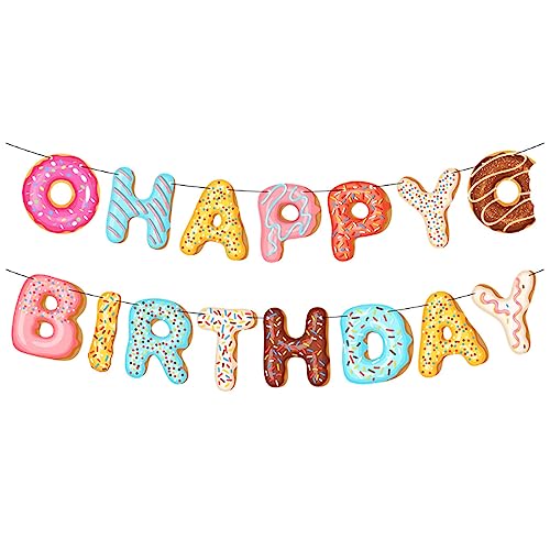 Donut Happy Birthday Banner for Kids Party Decorations