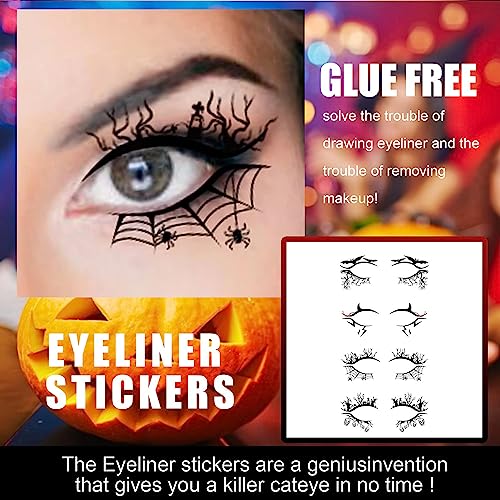 Halloween Temporary Eye Tattoo Stickers Eyeliner Decals 4 Pairs