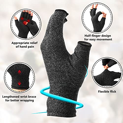 Geyoga Compression Arthritis Gloves - 3 Pairs, Gray, Medium