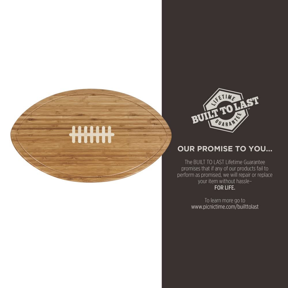 PICNIC TIME NCAA Football Cheese Board - Novelty Charcuterie Board - Serving Platter, Cheese Boards Charcuterie Boards, Wood Cutting Board, (Bamboo)