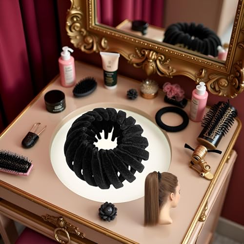 Velvet Bird Nest Hair Clip Expandable Bun Maker Black