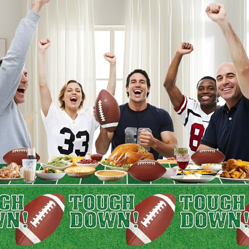 Football Party Tablecloths - 2 Pack Disposable Plastic Table Covers 108x54"