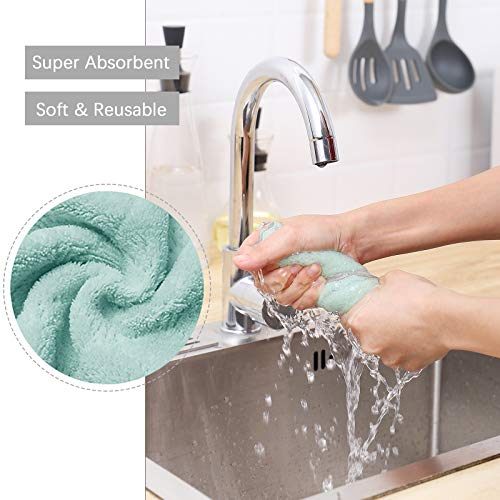 Bessrung Green 20 Pack Microfiber Kitchen Dish Cloths Absorbent & Reusable