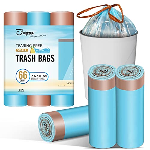 JOYEUX 2.6 Gallon Small Trash Bags with Drawstring, 66 Count - Beachside Breeze