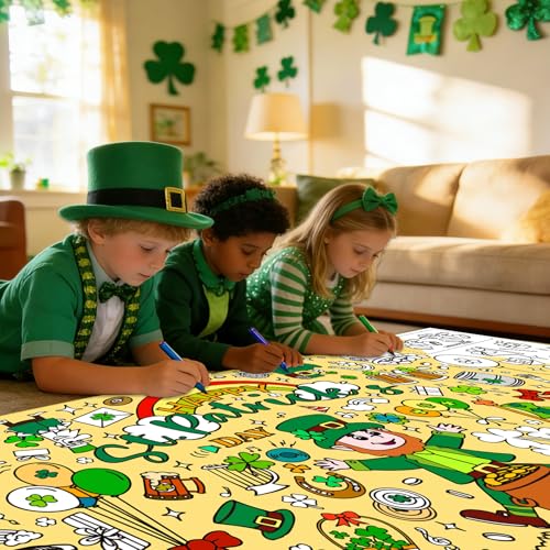 St. Patrick's Day Coloring Tablecloth for Kids - 72" x 30"