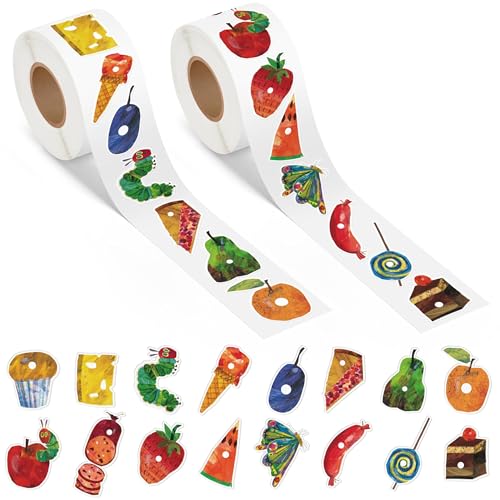 Caterpillar Stickers Roll - 1000pcs Self-Adhesive 1.9-Inch Party Labels