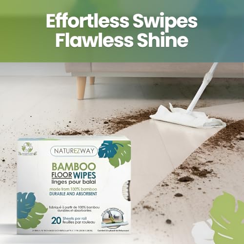 NatureZway Bamboo Floor Cleaning Wipes - 20 Count, Eco-Friendly