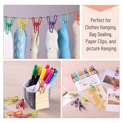 Vibrant Mr. Pen PVC-Coated Utility Clips 2 Inch, 18 Pack, Colorful