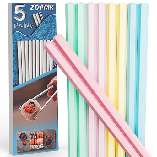 Reusable Fiberglass Chopsticks Set - 5 Pairs, Non-Slip, Dishwasher Safe