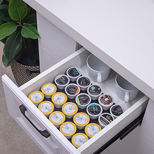 Wobivcs 20-Pod Coffee Organizer Tray for Kitchen Drawer Storage, Plastic with Non-Slip Mats