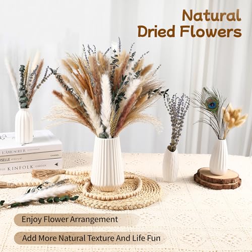 Bpole Dried Pampas Grass Bouquet - 92 Pcs (11-13 Inch) - 9 Styles