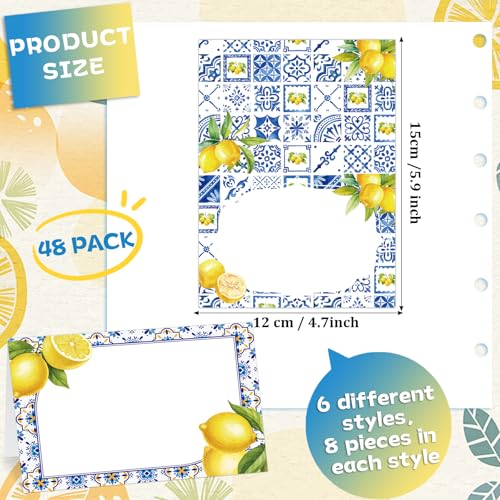 48 Pcs Capri Lemon Place Cards, Amalfi Coast Party Table Name Labels