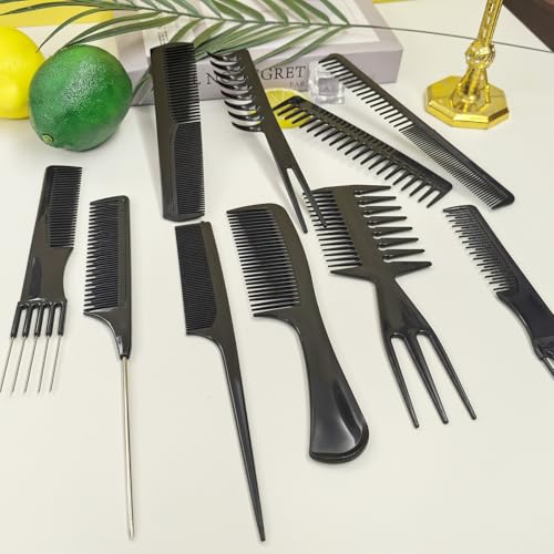Ronchall 10-Piece Professional Hair Comb Set for Styling and Detangling