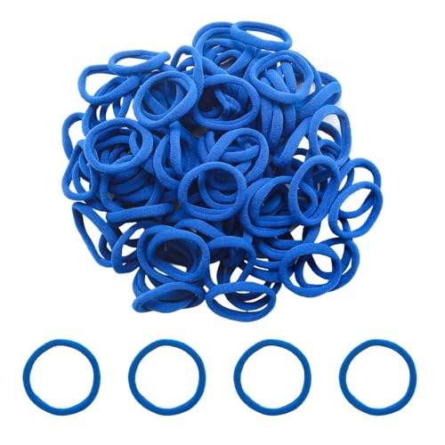 Yinluluna 100Pcs Royal Blue Hair Ties - Seamless Soft Nylon Ponytail Holders
