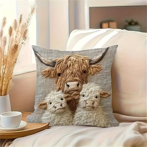 Alpaca & Cattle Themed Throw Pillow Covers - 2 Pack Soft Velvet
