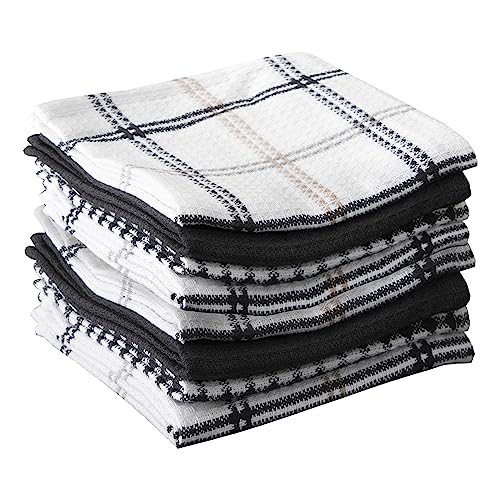 T-Fal 100% Cotton Waffle Dish Cloths - 12"x13" Kitchen Towels (8-Pack, Neutral)