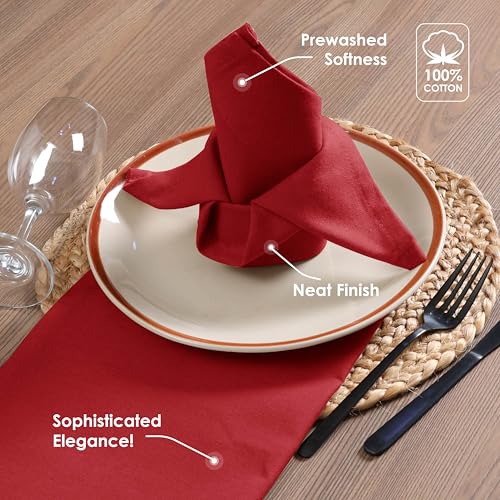 Red Cloth Napkins 17 x 17 Inch Set of 12 - Soft, Absorbent, Reusable Table Linens