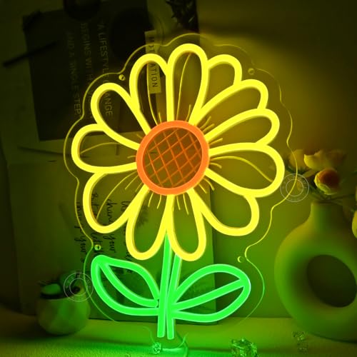 Sunflower LED Neon Light Sign Kids Room Wall Decor - Yellow, Orange, Green