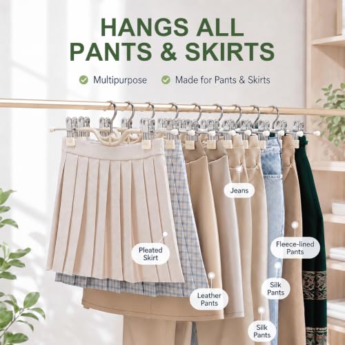 Niziyue Space Saving Pants Hangers with Clips, White 10 Pack