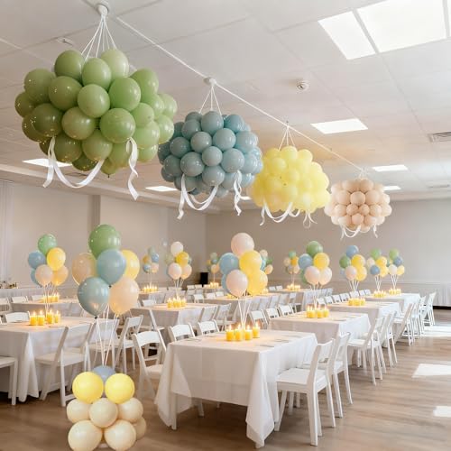 Sage Green & Dusty Blue Balloons Set - 60 Pcs for Parties
