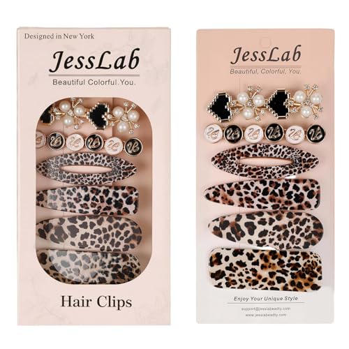 JessLab Metal Rhinestone Hair Clips Set - 6 Pcs Amber Barrettes