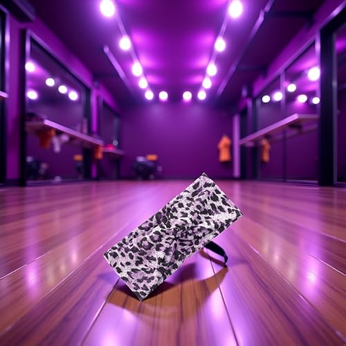 Purple Leopard Print Cross Elastic Headband for Gym and Fashion
