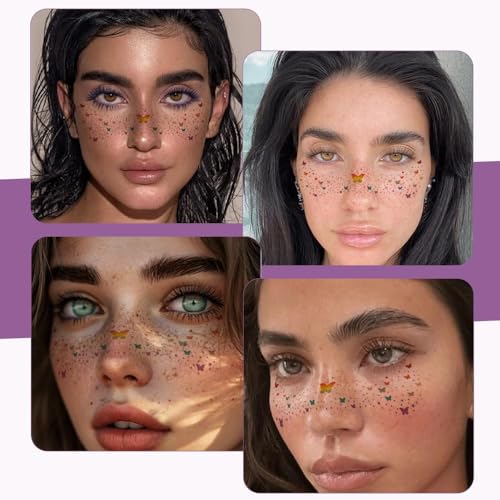 Glitter Freckle Face Tattoo Stickers Waterproof Sparkle Patches 4Pcs