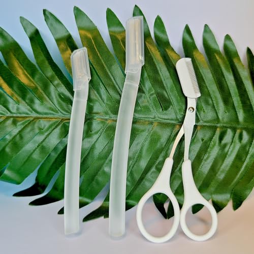 Eyebrow Razor Set with Facial Scissors and Protective Covers