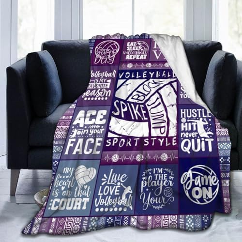 Volleyball Blanket for Kids Teens Adults 60 x 80 Inches - Twin Size