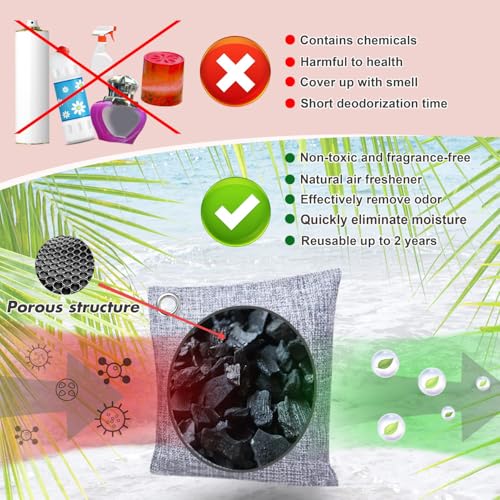 Activated Charcoal Odor Absorber Deodorizer - 3 Pack Natural Air Purifier