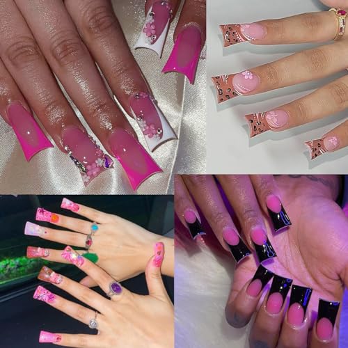 Clear Duck Nail Tips 120Pcs - Short Soft Half Cover Y2K Fake Nails Kit