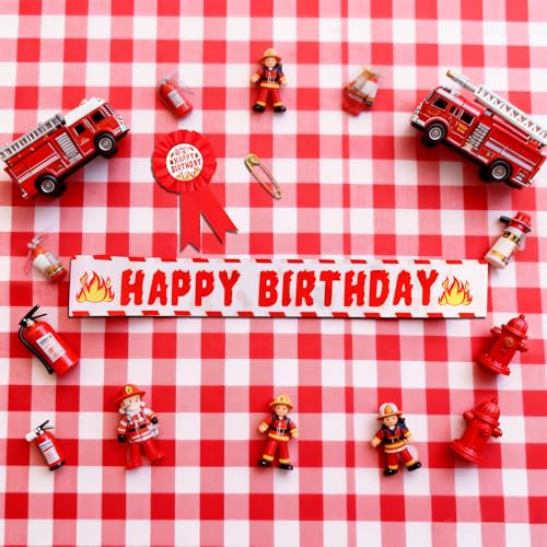 Firetruck Birthday Sash and Badge Set for Firefighter Party