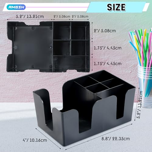 6-Compartment Bar Caddy Napkin & Straw Holder Organizer