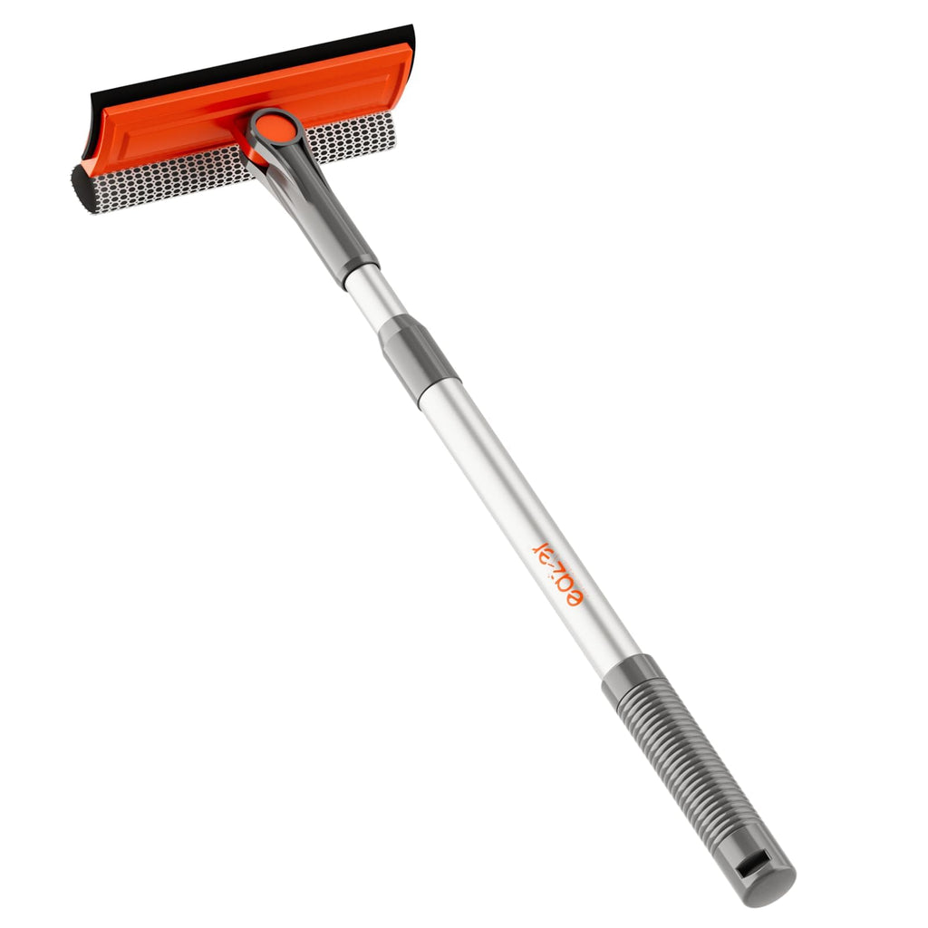 eazer Professional Window Squeegee, 2-in-1 Rotatable Squeegee for Window Cleaning Kit, Window Cleaner Tool, Window Washing Equipment Kit with Extension Pole (20''-30'') for Shower/Windshield